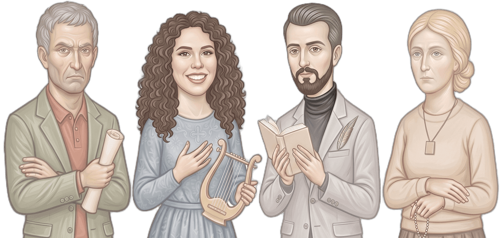 Os quatro temperamentos representados em quatro figuras